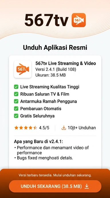 Tampilan halaman APK 567tv