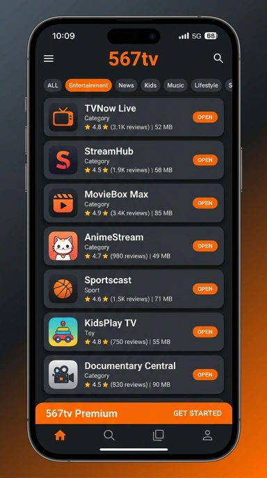 Tampilan katalog aplikasi 567tv