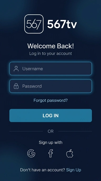 Tampilan halaman login 567tv