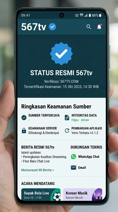Tampilan kanal resmi 567tv