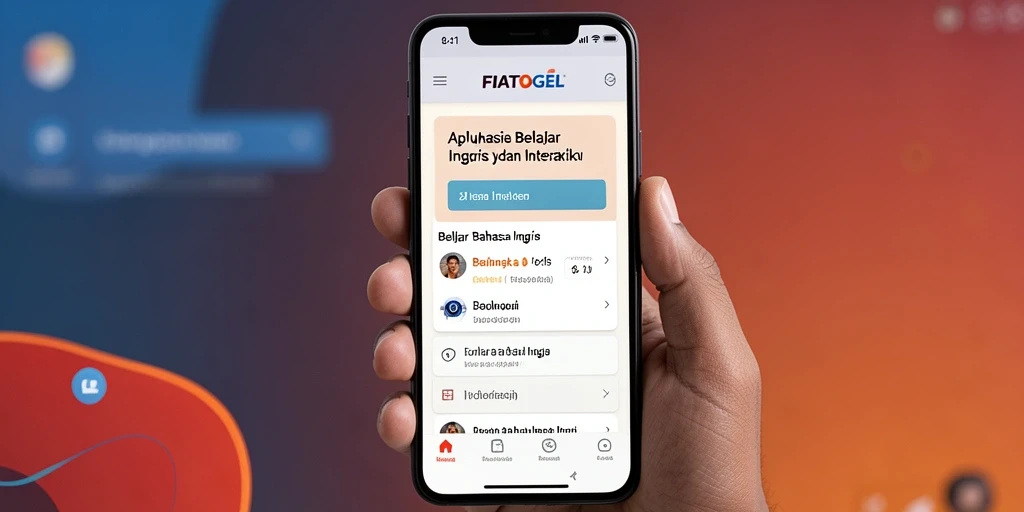 Antarmuka FIATOGEL yang intuitif saat belajar bahasa Inggris.