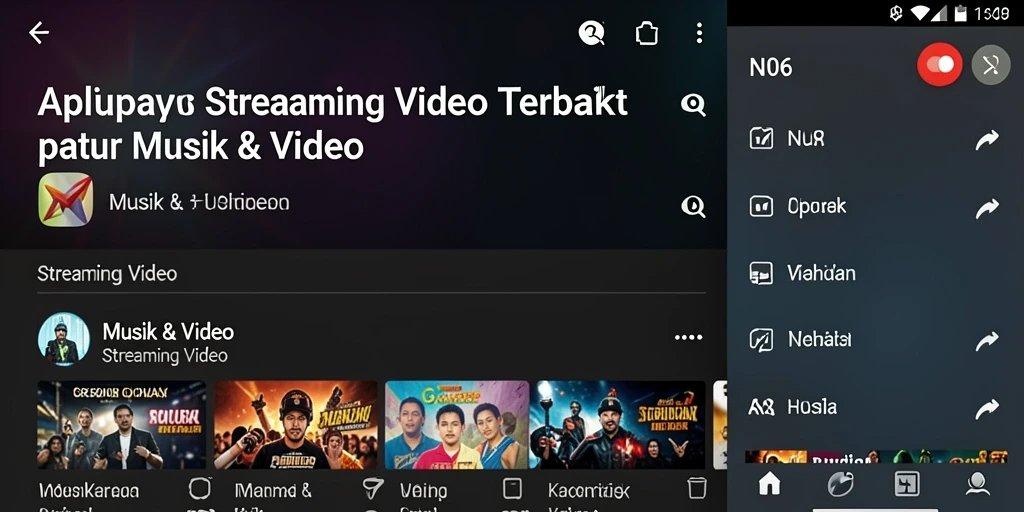 Antarmuka aplikasi N06 yang modern untuk Streaming Video.