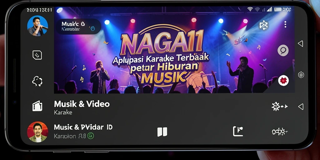 Tampilan antarmuka NAGA11 yang menarik dan fungsional untuk karaoke.